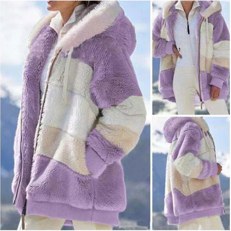 Manteau femme épais en peluche