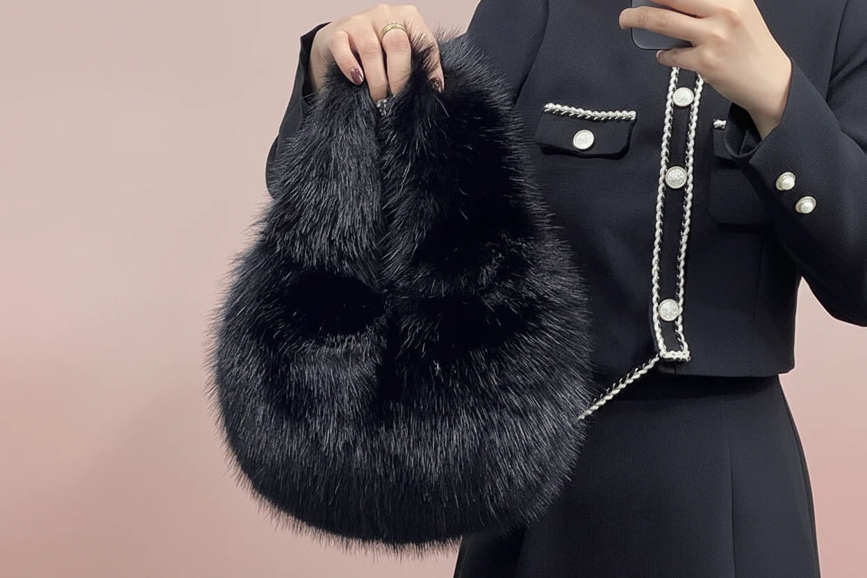 Sac à bandoulière fourré d’hiver pour femme