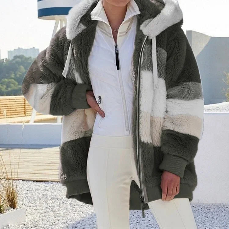 Manteau femme épais en peluche