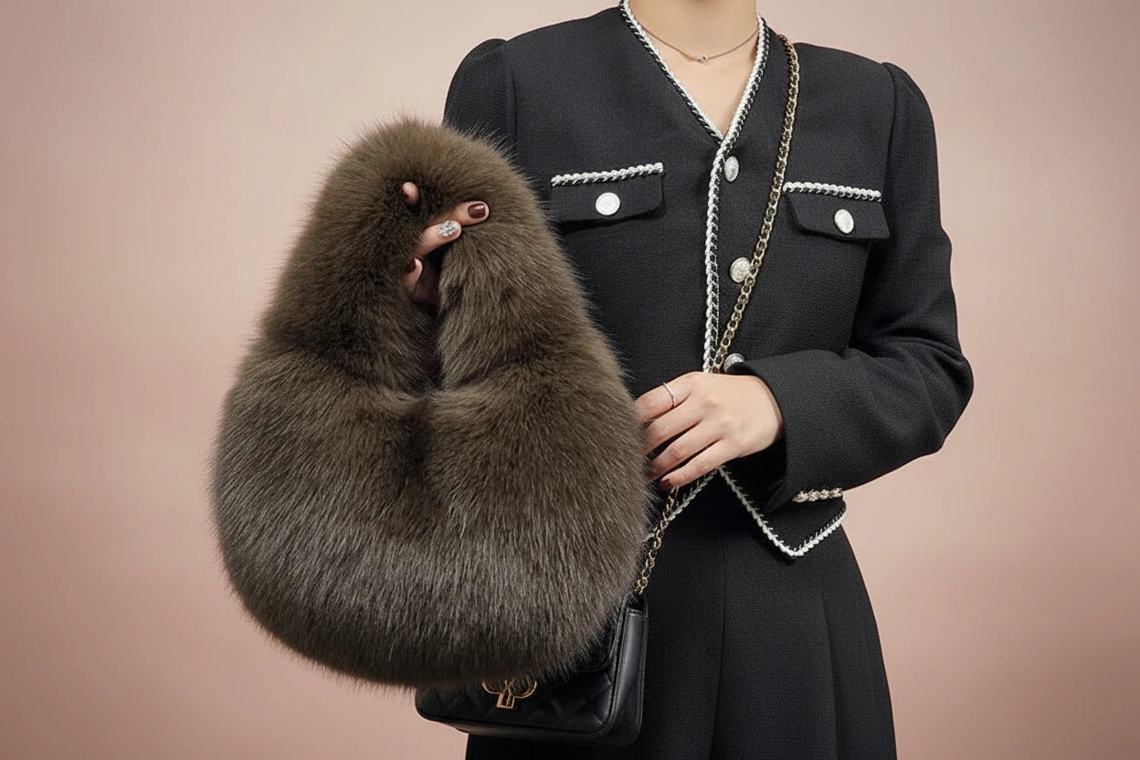 Sac à bandoulière fourré d’hiver pour femme