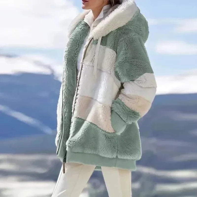 Manteau femme épais en peluche