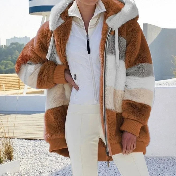 Manteau femme épais en peluche