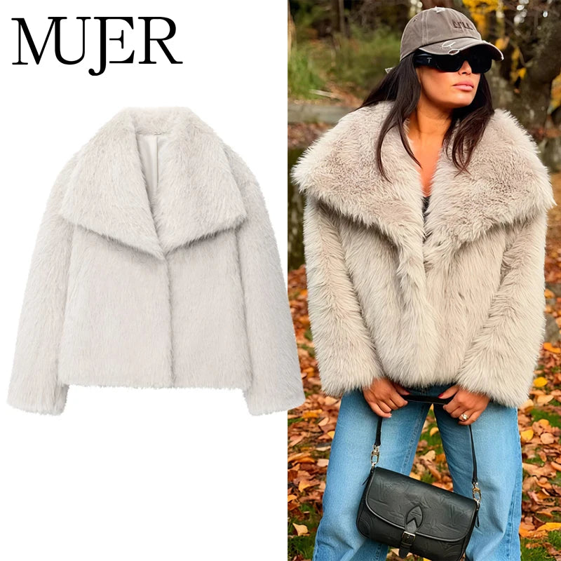 MUJER – Manteau en fausse fourrure pour femme